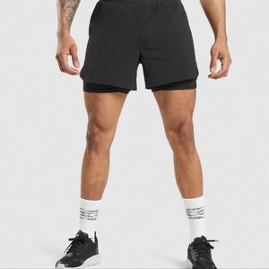 Gymshark SPEED EVOLVE 5" 2 IN 1 SHORTS Size M Black NWT A1A9H-BBBB-M-BZ1